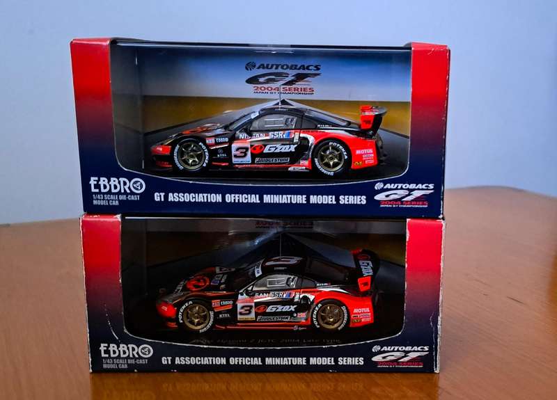 2 X Ebbro G'Zox Hasemi Nissan Z JGTC 2004 Diecast Cars 1/43