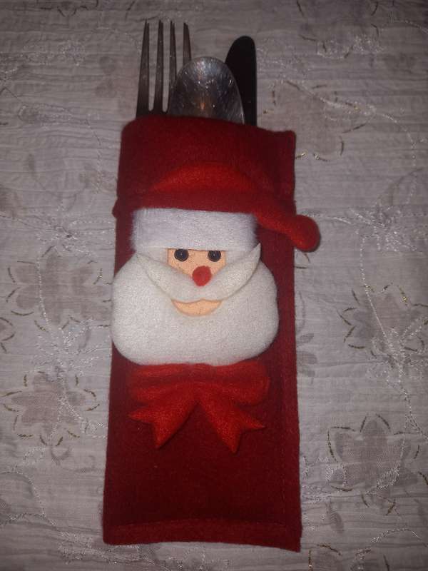 Christmas Table Decor Cutlery Pouches Red
