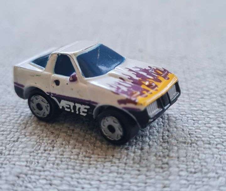 Vintage Micro Machines 80's Corvette White Purple Yellow Flames 1989 Galoob