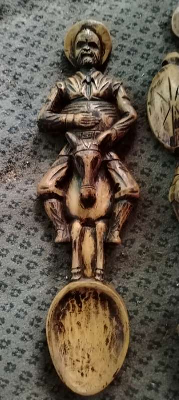 Vintage Don Quixote and Sancho Panza Wooden Fork And Spoon Wall Art