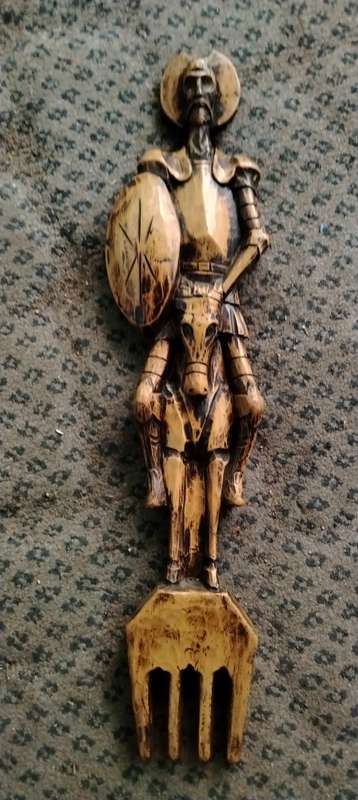 Vintage Don Quixote and Sancho Panza Wooden Fork And Spoon Wall Art