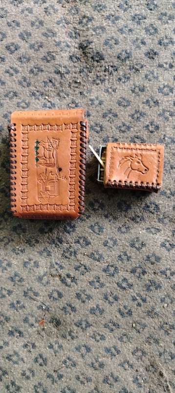Leather Sigret And Matchbox Holders