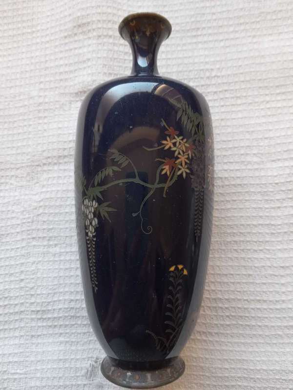 Rare Antique Miniature Meiji Period Cloisonne Enamel Vase - Hayashi? Jubei? (1868-1912)