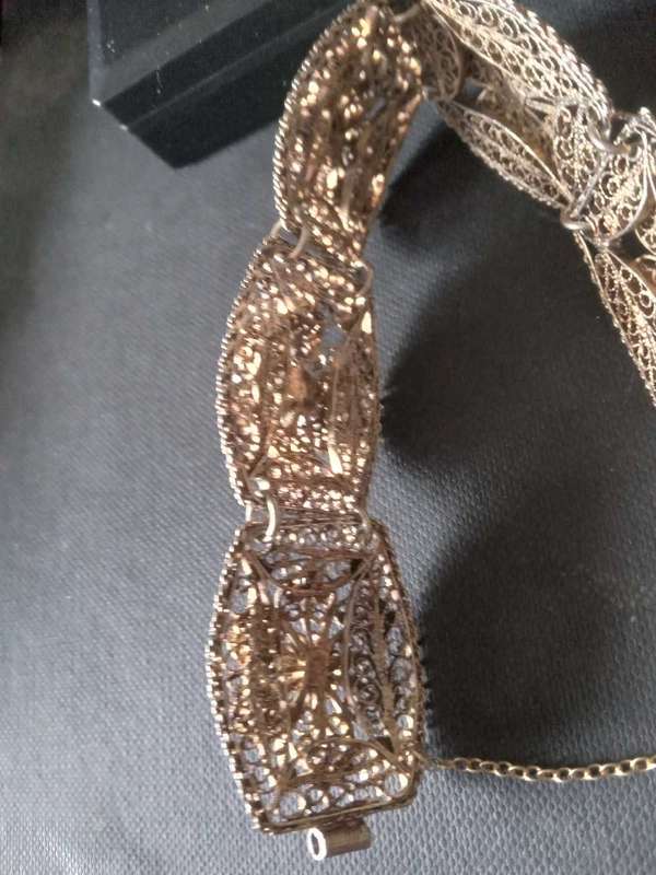 Vintage Gilded Silver Filigree Bracelet