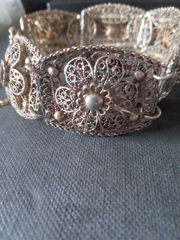 Vintage Gilded Silver Filigree Bracelet