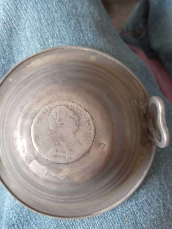 Rare George 111 1787 Sterling Silver Shilling Coin Set On A Lid Of A Beer Tankard