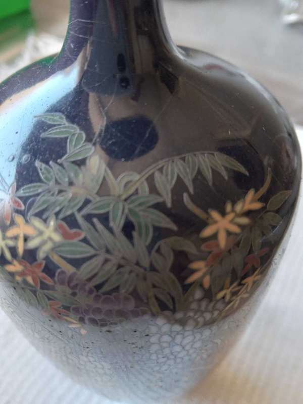 Rare Antique Miniature Meiji Period Cloisonne Enamel Vase - Hayashi? Jubei? (1868-1912)
