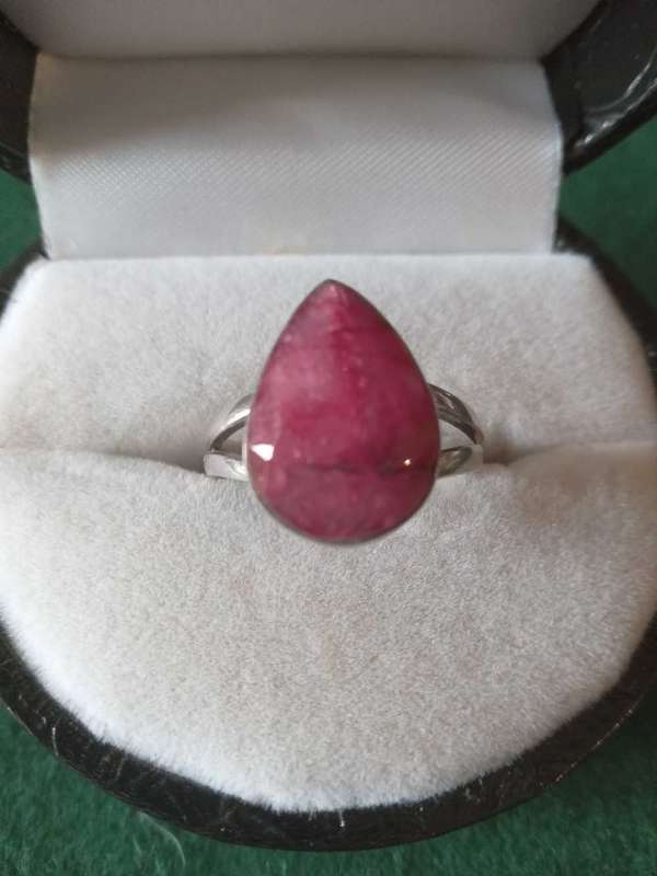 Sterling Silver And Tear Drop Shape Ruby Quartz Ring