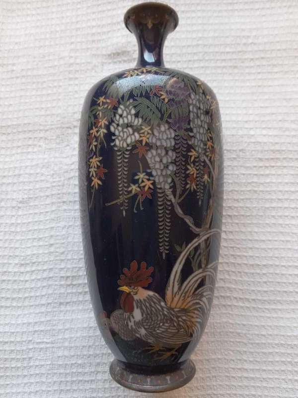 Rare Antique Miniature Meiji Period Cloisonne Enamel Vase - Hayashi? Jubei? (1868-1912)
