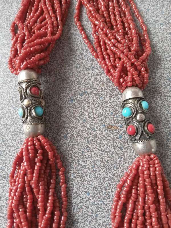 Tibetan/Afghan? Ethnic Coral Colour Bead Necklace