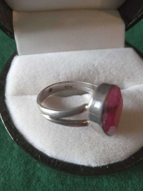 Sterling Silver And Tear Drop Shape Ruby Quartz Ring