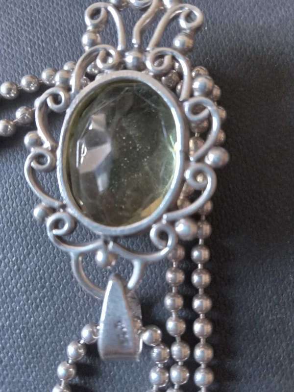 Sterling Silver And Large Natural Lemon Citrine Pendant And Chain