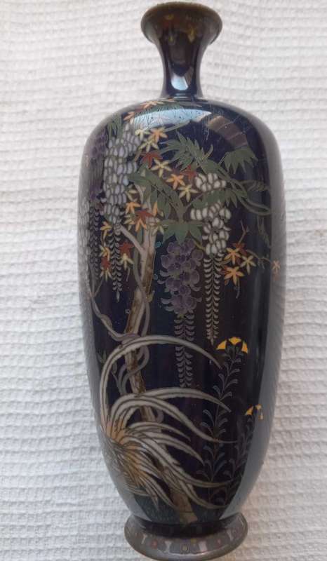 Rare Antique Miniature Meiji Period Cloisonne Enamel Vase - Hayashi? Jubei? (1868-1912)