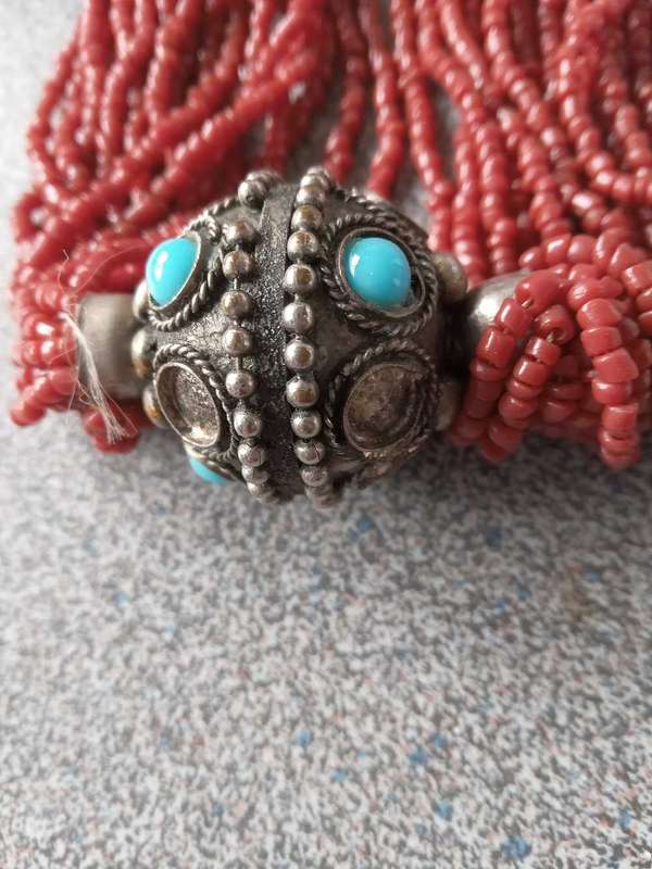 Tibetan/Afghan? Ethnic Coral Colour Bead Necklace