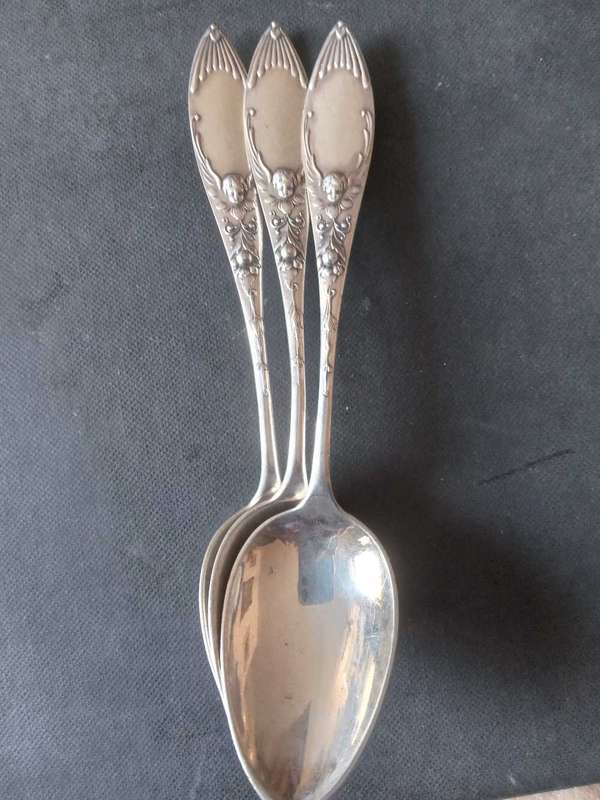 3 x Vintage German Silver Teaspoons - (62.6g)