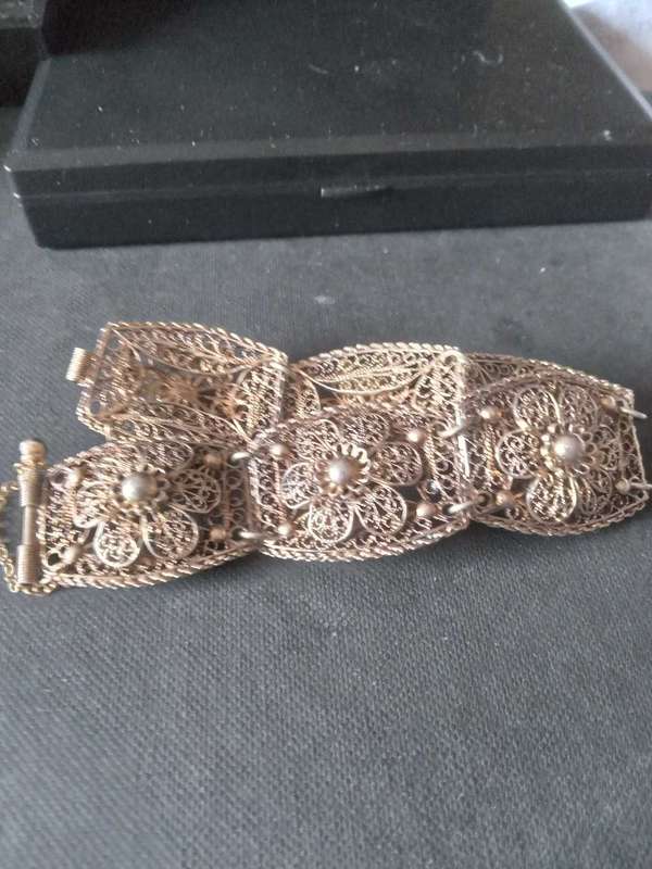 Vintage Gilded Silver Filigree Bracelet