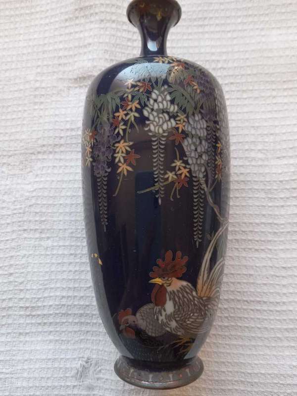 Rare Antique Miniature Meiji Period Cloisonne Enamel Vase - Hayashi? Jubei? (1868-1912)