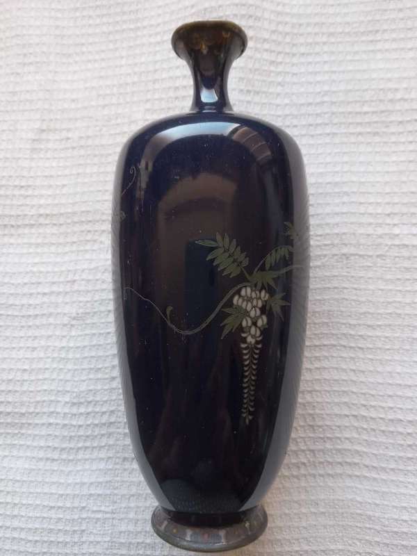 Rare Antique Miniature Meiji Period Cloisonne Enamel Vase - Hayashi? Jubei? (1868-1912)