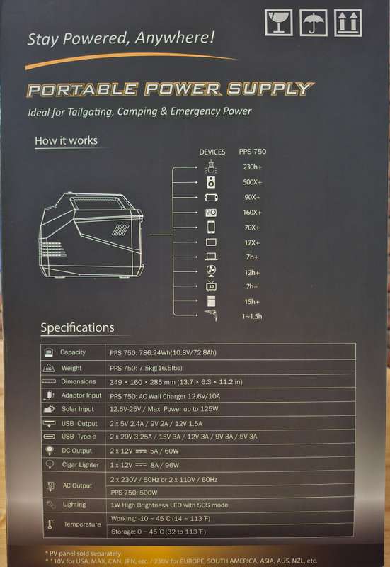 RENTECH PPS750 PORTABLE POWER STATION