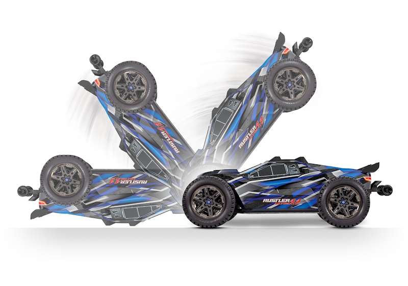 Traxxas  Rustler 4X4 Ultimate : 1/10 Scale Brushless Stadium Truck  Blue