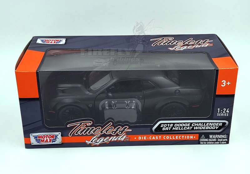 Motormax  1:24 Timeless Legends 2018 Dodge Challenger SRT Hellcat Widebody  Matt Black