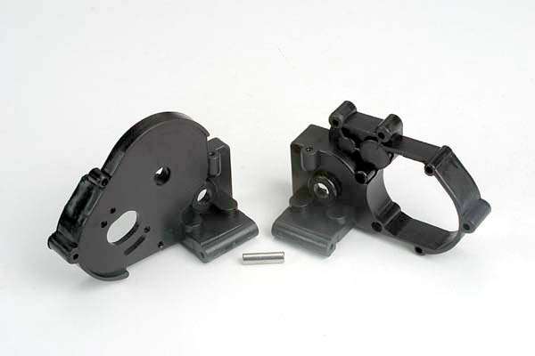 Traxxas - Gearbox halves (l&r) (black) w/ idler gear shaft