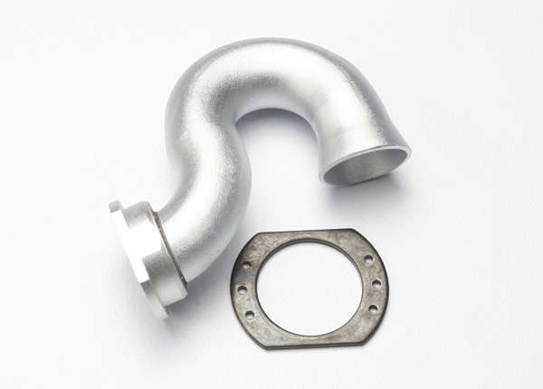 Traxxas - Header Exhaust (tubular aluminum, silver-anodized)