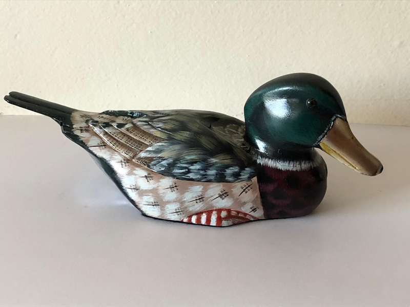BEAUTIFUL HAND PAINTED WOODEN MALLARD LONG TAILED DUCK