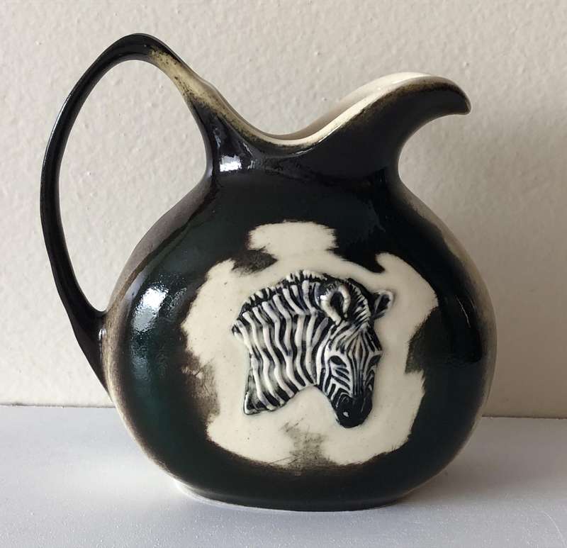 GLAZED ZEBRA CERAMIC JUG