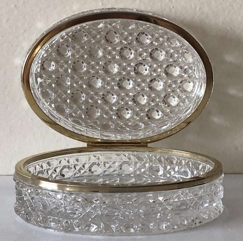 RARE EBELING & REUSS - LEAD CRYSTAL AND BRASS TRINKET JEWELRY BOX