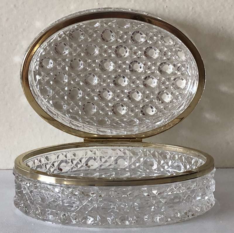 RARE EBELING & REUSS - LEAD CRYSTAL AND BRASS TRINKET JEWELRY BOX