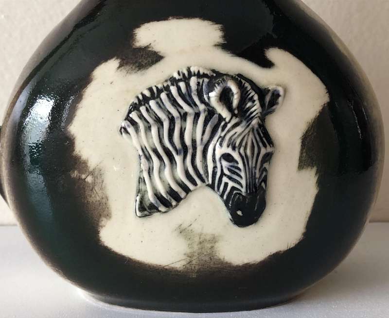 GLAZED ZEBRA CERAMIC JUG
