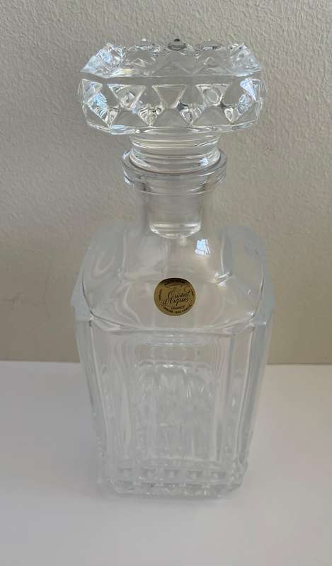 CRISTAL DARQUES - FRANCE LEAD CRYSTAL DECANTER - LABEL ATTACHED IN IMMACULATE CONDITION