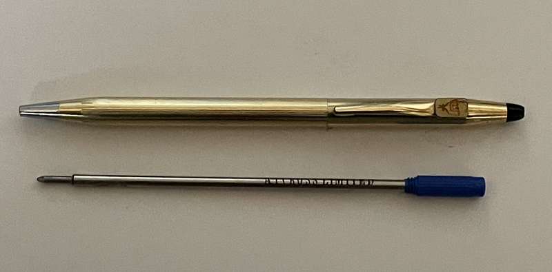 VINTAGE CROSS 1/20 12KT GOLD PLATED ROLLER BALL POINT PEN MADE IN USA