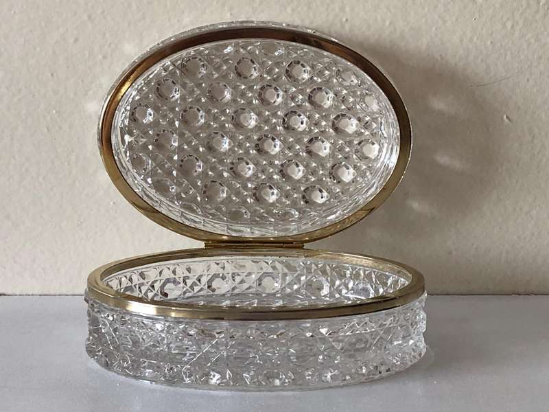RARE EBELING & REUSS - LEAD CRYSTAL AND BRASS TRINKET JEWELRY BOX