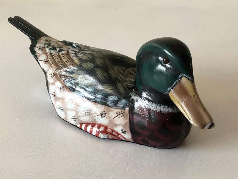 BEAUTIFUL HAND PAINTED WOODEN MALLARD LONG TAILED DUCK