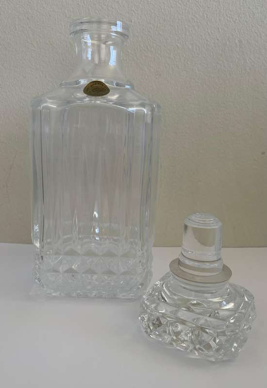 CRISTAL DARQUES - FRANCE LEAD CRYSTAL DECANTER - LABEL ATTACHED IN IMMACULATE CONDITION