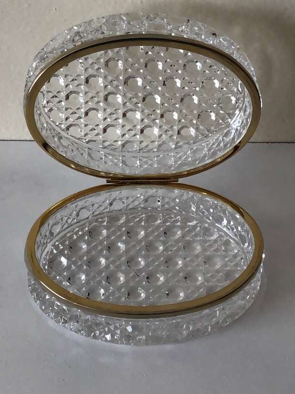 RARE EBELING & REUSS - LEAD CRYSTAL AND BRASS TRINKET JEWELRY BOX