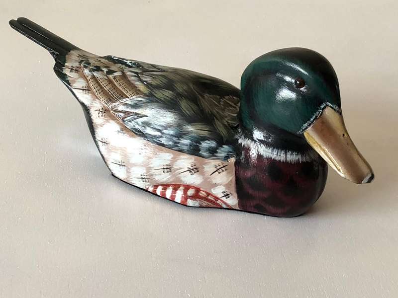 BEAUTIFUL HAND PAINTED WOODEN MALLARD LONG TAILED DUCK