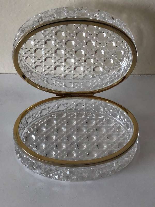 RARE EBELING & REUSS - LEAD CRYSTAL AND BRASS TRINKET JEWELRY BOX