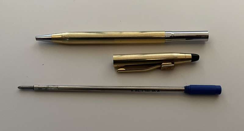 VINTAGE CROSS 1/20 12KT GOLD PLATED ROLLER BALL POINT PEN MADE IN USA