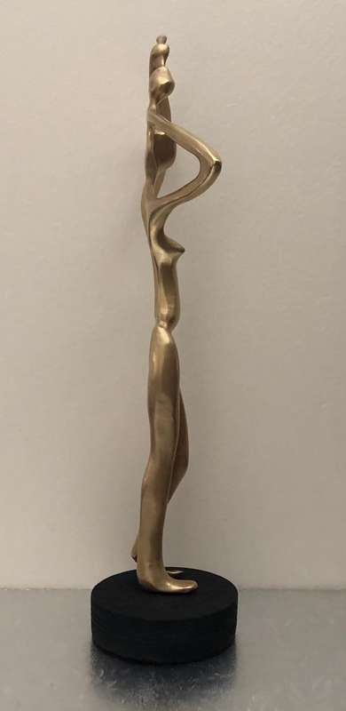BRONZE STATUE - WATER CARRIER ON BLACK WOODEN BASE