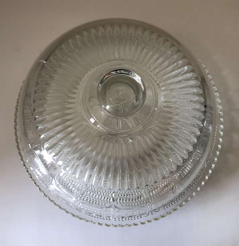 FRENCH LARGE CAKE DOME WITH CUT GLASS PLATE IN IMMACULATE CONDITION