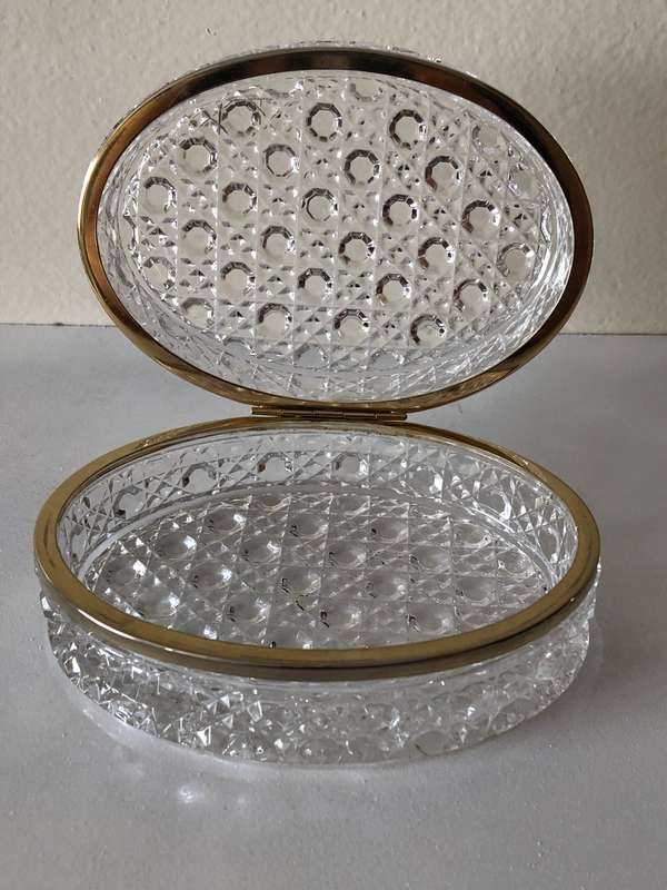 RARE EBELING & REUSS - LEAD CRYSTAL AND BRASS TRINKET JEWELRY BOX
