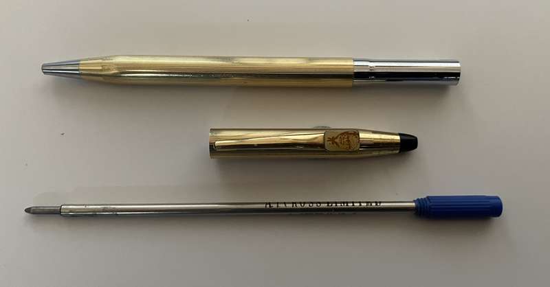 VINTAGE CROSS 1/20 12KT GOLD PLATED ROLLER BALL POINT PEN MADE IN USA
