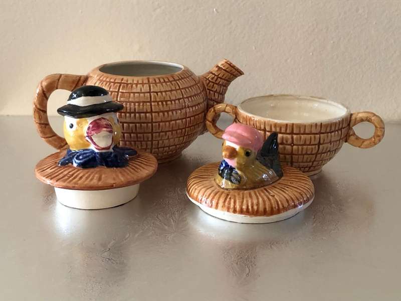 JAPANESE BIRD TEA POT AND SUGAR BOWL