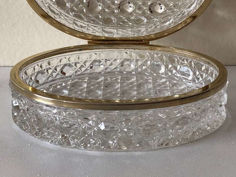 RARE EBELING & REUSS - LEAD CRYSTAL AND BRASS TRINKET JEWELRY BOX