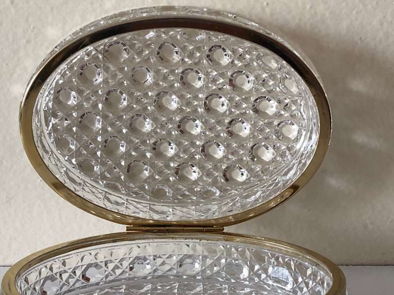 RARE EBELING & REUSS - LEAD CRYSTAL AND BRASS TRINKET JEWELRY BOX