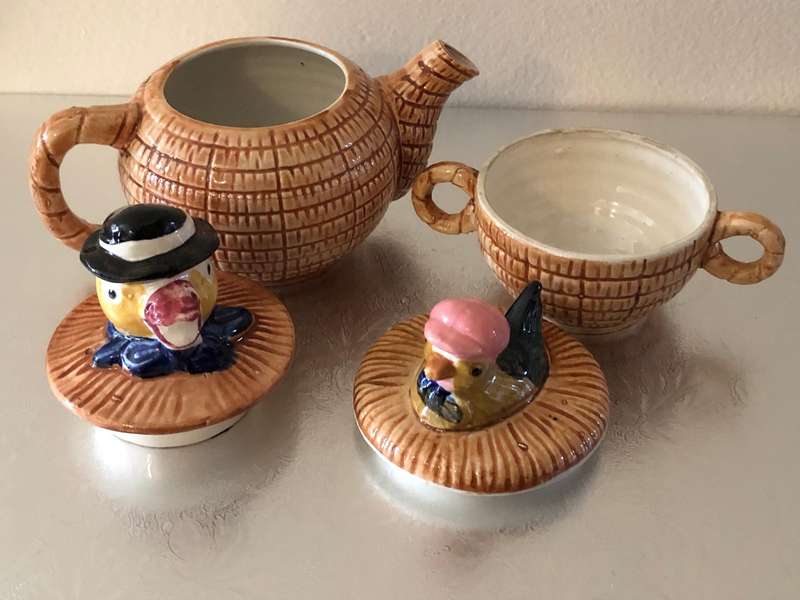 JAPANESE BIRD TEA POT AND SUGAR BOWL