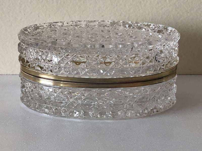 RARE EBELING & REUSS - LEAD CRYSTAL AND BRASS TRINKET JEWELRY BOX